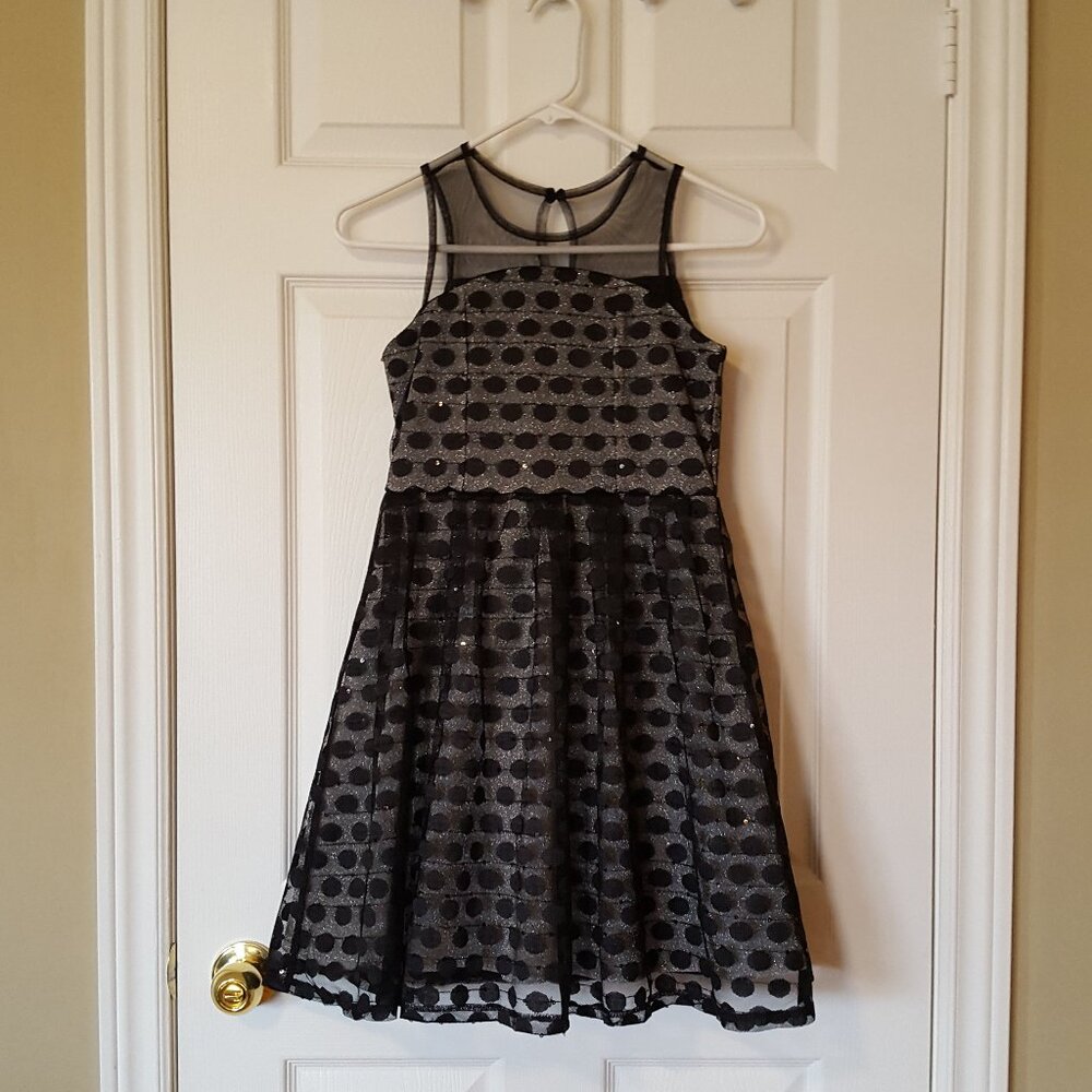 4 Ever Free Girls Formal Party Dress ~ Black and Sparkly Silver ~ Sz. 10 ~
